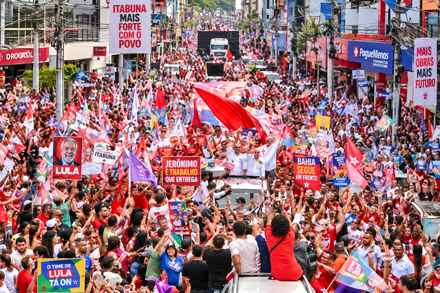 MAIS DE 20 MIL NAS RUAS‼️Itabuna vira mar vermelho e confirma a força de Jerônimo no Sul da Bahia